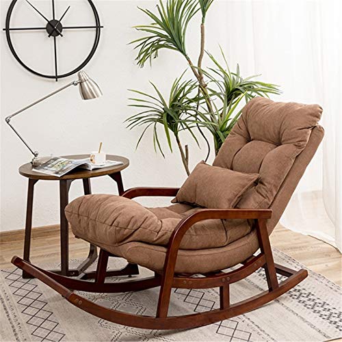 Nordic Leisure Schaukelstuhl für Erwachsene, brauner Stoff, Sessel für Balkon, Haus oder Terrasse, 148 x 60 x 88 cm von Generisch