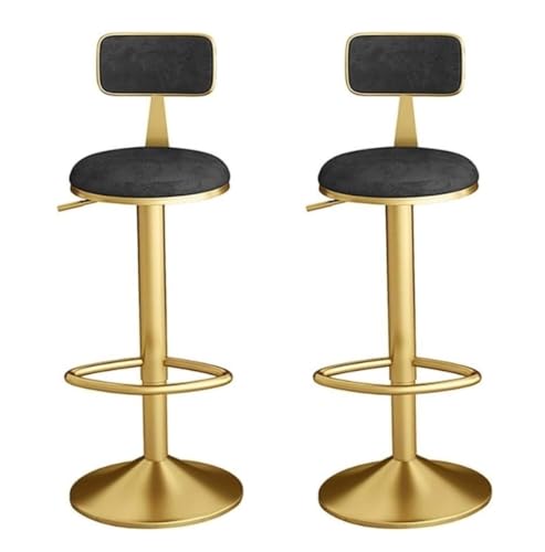 Nordic Light Luxus Rückenlehne Barhocker 2er Set Höhenverstellbare Hochstühle mit drehbarer runder Sitzfläche Frühstücksbarhocker für Küchentheke Schwarz Nordic Light Luxus Rückenlehne Barhocker 2er Set Höhenverstellbare Hochstühle mit drehbarer runder Sitzfläche Frühstücksbarhocker für Küchentheke Schwarz von Generisch
