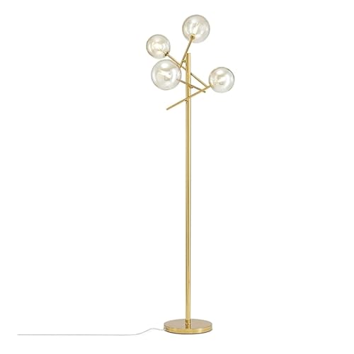 Nordic Stehleuchte aus Metall - Hohe Bodenleuchte mit 4 Glasschirmen für Wohnzimmer Sofa Dekor Elegantes Design Moderne Stangenlampe für Hausbeleuchtung Stilvolle Innenbeleuchtung von Generisch