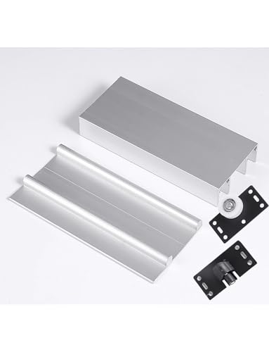 Nutenlose Hochleistungs-Schiebetürschiene mit zwei Schienen – Leises Gleitschienen-Set aus Aluminiumlegierung mit konkaven Rädern for Kleiderschränke, Schränke und Holztüren(Silver,Length 250cm) von Generisch