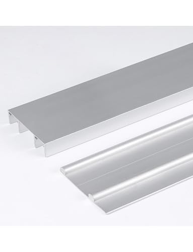 Nutlose Schiebetürschiene, verstellbare Schiebetürschiene, glatte Schiebetürschiene mit konkaven Rädern, for Kleiderschrank/Schrank(Silver,Length 7.2ft/220cm) von Generisch