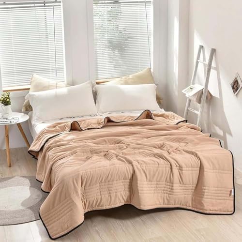 Nuvodreams Silk Cooling Blanket Queen Size,Nuvodreams Cooling Quilt for Hot Sleepers,Silk Smooth Breathable & Lightweight Summer Cold Blanket (Camel, Queen(180 x 220cm)) von Generisch