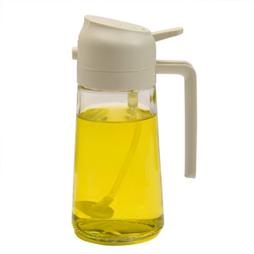 Ölsprühflasche, Glas-Ölspenderflasche mit Düse und Ausgießer, auslaufsichere Speiseölspender zum Backen, Kochen Reis Weiß von Generisch