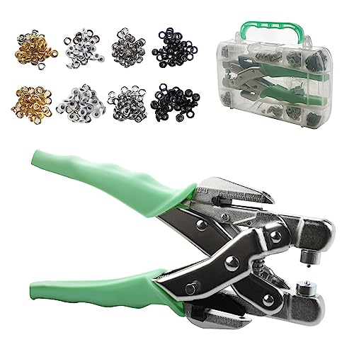 Ösen Set, 160 Stück Ösenzange Metallösen 3mm & 5mm Grommet Werkzeug Kit mit Locheisen Planenösen Installation Werkzeuge für Schuhe Leder Taschen Kleidung DIY Handwerk von Generisch