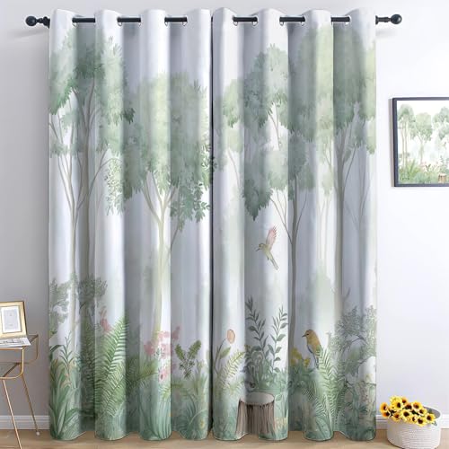 Ösen Vorhang Grün Blickdicht Vorhänge Aquarellmalerei Wald Bäume Vögel Blumen Wohnzimmer Schlafzimmer Verdunklungsvorhänge Thermovorhang 3D Druck Schallschutz Vorhang mit Ösen 2er Set 215 x 110 cm Ösen Vorhang Grün Blickdicht Vorhänge Aquarellmalerei Wald Bäume Vögel Blumen Wohnzimmer Schlafzimmer Verdunklungsvorhänge Thermovorhang 3D Druck Schallschutz Vorhang mit Ösen 2er Set 215 x 110 cm von Generisch