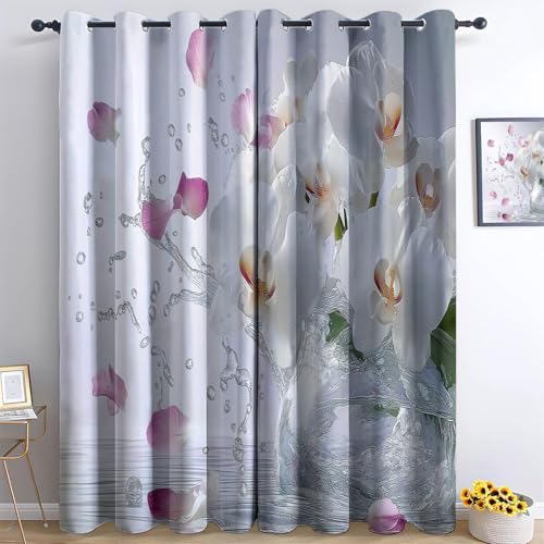 Ösen Vorhang Weiß Blickdicht Vorhänge Fotografie Orchidee Wasserspritzer Wohnzimmer Schlafzimmer Verdunklungsvorhänge Thermovorhang 3D Druck Schallschutz Vorhang mit Ösen 2er Set H214 x B91.5 cm Ösen Vorhang Weiß Blickdicht Vorhänge Fotografie Orchidee Wasserspritzer Wohnzimmer Schlafzimmer Verdunklungsvorhänge Thermovorhang 3D Druck Schallschutz Vorhang mit Ösen 2er Set H214 x B91.5 cm von Generisch