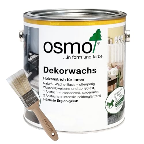 OSMO Dekorwachs 2,5 L + Flächenstreicher Pinsel (3111 Weiß Transparent) von Generisch