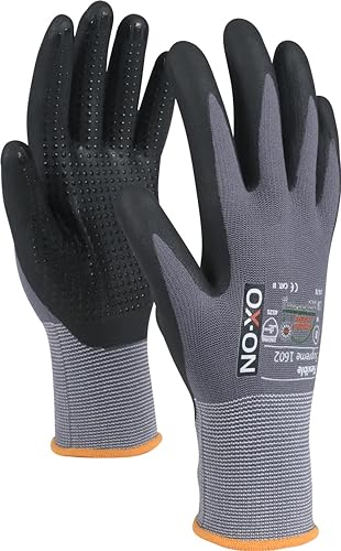 OX-ON Flexible Supreme 1602 Arbeitshandschuh Montagehandschuh | 170.80 | Nopperl - Handfläche genoppt | Nitrilbeschichtung | Größe 7 (S) bis 11 (XL) | 45% Nylon, 35% Nitrile, 20% Lycra (1, 7 (S)) von Generisch