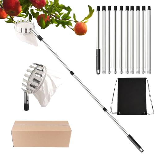 Obstpflücker Stange,Verstellbare Baumobst Pflückhilfe - Ergonomisches Gartengerät Fänger Für Obst Ernte Im Garten, Außenbereich Und Haus von Generisch