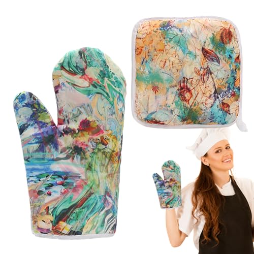 Ofenhandschuhe Set,Hitzeresistente Grillhandschuhe Topflappen - Waschbare Kochhandschuhe Topfmatte Set | Für Pfanne Teller Schüssel Mikrowelle Haushalt Café Hotel Bäckerei Ofenhandschuhe Set,Hitzeresistente Grillhandschuhe Topflappen - Waschbare Kochhandschuhe Topfmatte Set | Für Pfanne Teller Schüssel Mikrowelle Haushalt Café Hotel Bäckerei von Generisch