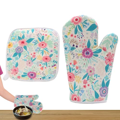 Ofenhandschuhe Set - Hitzeresistente Grillhandschuhe Topflappen,Backhandschuhe Set Mit Halterung,Für Teller Schüssel Mikrowelle Haushalt Café Hotel Bäckerei Ofenhandschuhe Set - Hitzeresistente Grillhandschuhe Topflappen,Backhandschuhe Set Mit Halterung,Für Teller Schüssel Mikrowelle Haushalt Café Hotel Bäckerei von Generisch