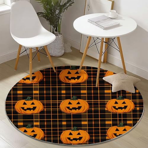 Orange Farbe Runder Teppich Wohnzimmer 120 cm rutschfest Teppiche Waschbar Teppiche Kurzflor Weich Runder Teppich Halloween Kürbis Gitter for Wohnzimmer Schlafzimmer Studie Heimbüro Orange Farbe Runder Teppich Wohnzimmer 120 cm rutschfest Teppiche Waschbar Teppiche Kurzflor Weich Runder Teppich Halloween Kürbis Gitter for Wohnzimmer Schlafzimmer Studie Heimbüro von Generisch