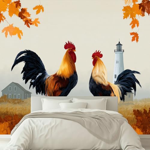 Orange Fototapete, Natur Bauernhof Tiere Hühner Moderne Vlies-Tapete 400 x 280 cm (B x H) – Wanddekoration mit Design für Wohnzimmer und Schlafzimmer von Generisch