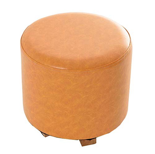 Orange Kunstlederhocker – Massivholz kleine Bank für Zuhause, Küche, Schlafzimmer, Wohnzimmer, rutschfest, bequeme Freizeit und Unterhaltung (Größe: 31 x 30 cm) von Generisch
