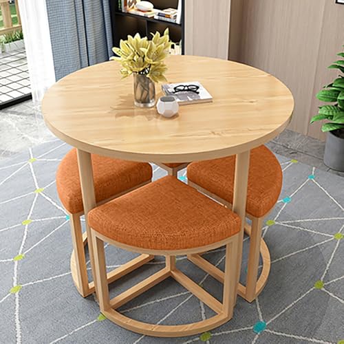 Orange Rund Konferenztisch Set Kleiner Empfangs- & Clubtisch Couchtisch & Stühle für Ruhebereich Wohnung Balkon Freizeit von Generisch