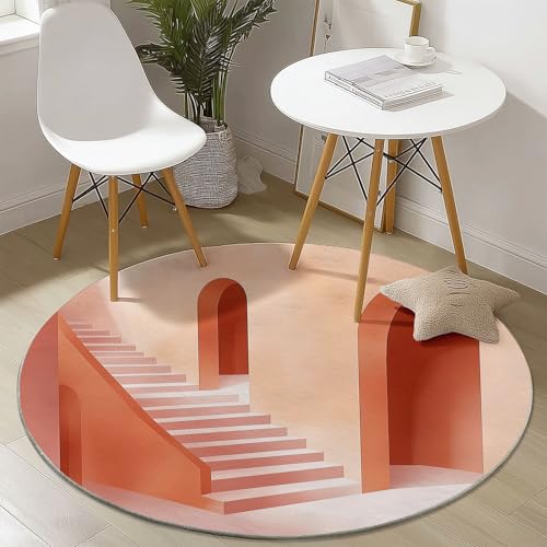 Orange Runder Teppich 90 cm Round Eingangsbereich Teppich Architektur Geometrie Treppen, Kleiner Kreis Bereich Küche Läufer rutschfest Waschbar Läufer Orange Runder Teppich 90 cm Round Eingangsbereich Teppich Architektur Geometrie Treppen, Kleiner Kreis Bereich Küche Läufer rutschfest Waschbar Läufer von Generisch