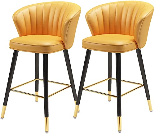 Orange Sea Barhocker-Set – moderner Kücheninsel/Café-Stuhl mit Rückenlehne und Fußstütze – Kunstleder-Thekenhocker für Kneipe, Kaffee, Essen von Generisch