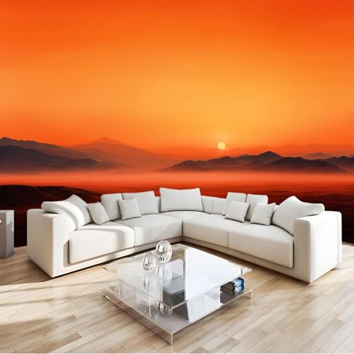 Orangefarbener Himmel Wüstenlandschaft Fototapete 400 x 280 cm Vlies Motivtapeten Moderne Wandtapete Wohnzimmer Schlafzimmer Study Wohnzimmer Restaurant Cafe Wand Dekoration, Orangefarbener Himmel Wüstenlandschaft Fototapete 400 x 280 cm Vlies Motivtapeten Moderne Wandtapete Wohnzimmer Schlafzimmer Study Wohnzimmer Restaurant Cafe Wand Dekoration, von Generisch