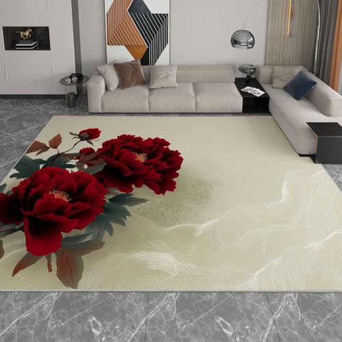 Orientalische Kunst Teppich Wohnzimmer 140 x 200 cm Waschbarer Kurzflor Rutschfester Teppich, Wellen Pflanzen Blumen Ultraweicher Teppiche Pflegeleicht Für Flur Schlafzimmer Esszimmer Kinderzimmer Orientalische Kunst Teppich Wohnzimmer 140 x 200 cm Waschbarer Kurzflor Rutschfester Teppich, Wellen Pflanzen Blumen Ultraweicher Teppiche Pflegeleicht Für Flur Schlafzimmer Esszimmer Kinderzimmer von Generisch