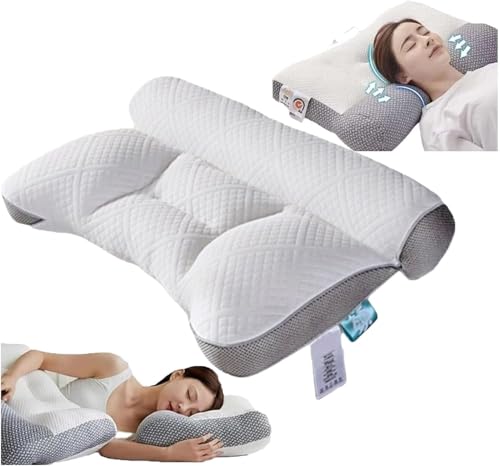 Orthopädisches Schlafapnoe-Kissen mit Ohrschlitz, ergonomisches Nackenstützkissen für Seiten-, Rücken- und Bauchschläfer, atmungsaktiv & waschbar, Anti-Schnarch-Kissen (Grau) von Generisch