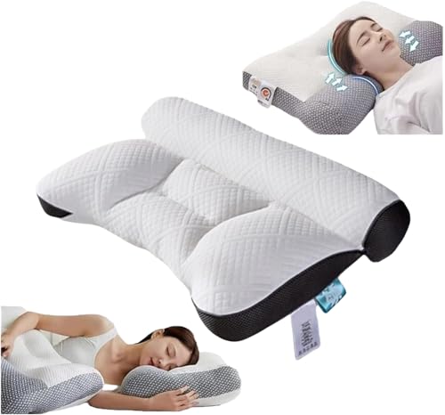 Orthopädisches Schlafapnoe-Kissen mit Ohrschlitz, ergonomisches Nackenstützkissen für Seiten-, Rücken- und Bauchschläfer, atmungsaktiv & waschbar, Anti-Schnarch-Kissen (Schwarz) von Generisch