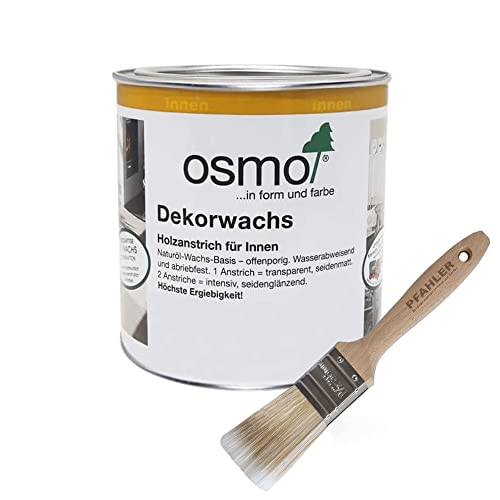 Osmo Dekorwachs Transparent 0,375l (Birke 3136) + Flächenstreicher Pinsel von Pfahler von Generisch