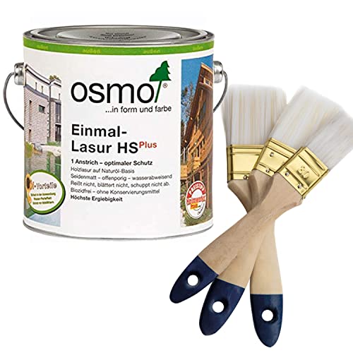 Osmo Spar-Set Einmal-Lasur HS Plus 2,5 Liter + Pinsel-Set 3-teilig (Ebenholz) von Generisch