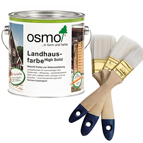 Osmo Spar-Set Landhausfarbe 2,5l + Pinsel-Set 3-teilig (Kieselgrau) von Generisch