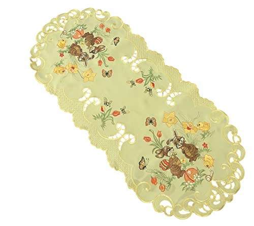Osterdecke Ostern Osterhasen Tischläufer Tischdecke Mitteldecke Gelb - Größe wählbar (40x90) von Generisch