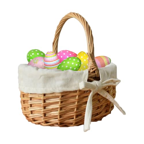 Osterkorb Kinder Osterkörbchen mit Hasen 2025 Plüschtasche Ostereier Korb Früchtekorb Schreibtisch Eier dekorative Gegenstände Gewobener-Korb Süßigkeiten-Korb von Generisch
