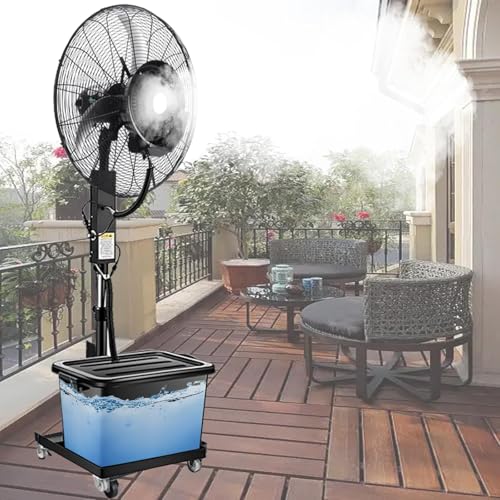 Oszillierender Vernebelungsventilator outdoor Terrassen Nebelventilator 65 cm/75 cm Vernebler Ventilator mit 3 Geschwindigkeiten,Sprühnebel Standventilator wasser ventilator mit 43 L Tank(380W/30in) von Generisch