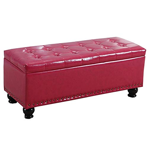Ottoman-Bank, PU-Kissen, Fußhocker für Schlafzimmer, rechteckige Aufbewahrungsbox mit Nieten, Dekoration, Schuhwechselhocker, 150 kg Kapazität, 60 x 40 x 42 cm, Rosarot Ottoman-Bank, PU-Kissen, Fußhocker für Schlafzimmer, rechteckige Aufbewahrungsbox mit Nieten, Dekoration, Schuhwechselhocker, 150 kg Kapazität, 60 x 40 x 42 cm, Rosarot von Generisch