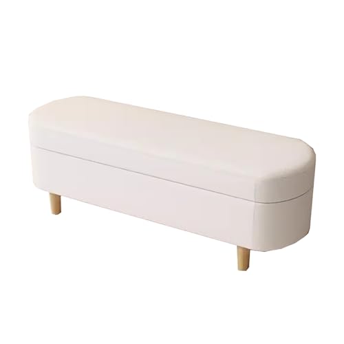Ottoman-Bank, gepolsterter Eingangssitz, Schlafzimmer, Aufbewahrungsbank, Sitzhocker für Wohnzimmer, Schlafzimmer, Flur (Weiß 110 cm) von Generisch