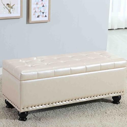 Ottoman-Bank aus Leder, mit Nietendekoration, rechteckiger Fußhocker und Schuhwechselhocker, 150 x 40 x 42 cm, Beige Ottoman-Bank aus Leder, mit Nietendekoration, rechteckiger Fußhocker und Schuhwechselhocker, 150 x 40 x 42 cm, Beige von Generisch