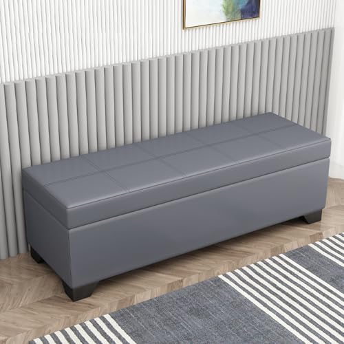 Ottoman-Bank mit Stauraum, für Schlafzimmer und Eingangsbereich, gepolstertes Schuhregal aus Kunstleder mit Kissen, perfekt für Flur und Wohnzimmer (140 x 40 x 40 cm) von Generisch