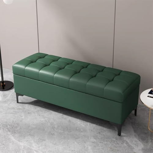 Ottoman-Bank mit Stauraum, rechteckig, Schlafzimmerbank für Bett, Wohnzimmer oder Eingangsbereich, multifunktionale Sitz- und Aufbewahrungsmöbel (Grün, 130 x 40 x 43 cm) von Generisch