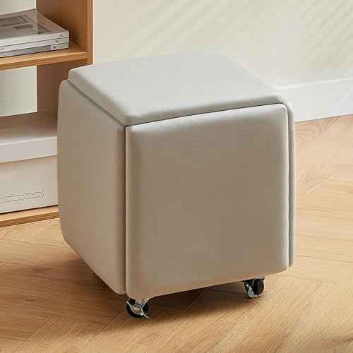 Ottoman Cube Chair 5 in 1 Set - Stapelbare Hocker, Lederbank, Fußhocker mit Rollen - Schlafzimmer Wohnzimmer Esszimmer Möbel von Generisch