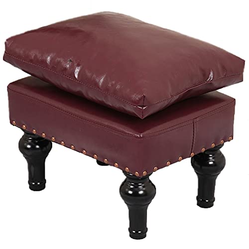 Ottoman-Fußhocker aus Leder, rechteckig, mit Kissen, kurvige Beine, Fußstütze für Wohnzimmer, gepolstertes Sofa, Hocker, stilvolle Akzentmöbel für Heimdekoration von Generisch