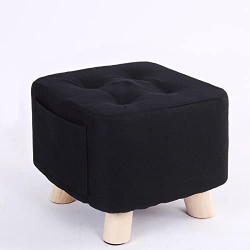 Ottoman-Fußhocker aus Leinen, klein, quadratisch, für Wohnzimmer und Schlafzimmer, 28 x 28 x 25 cm, bequemer Sitzhocker, vielseitige Heimdekoration von Generisch