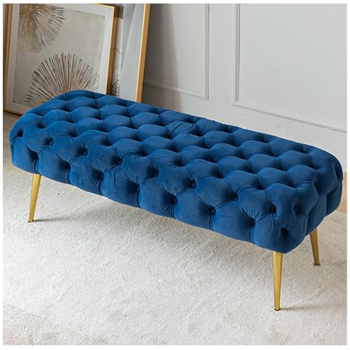 Ottomane Bank mit Knopftuft, Samt End of Bed Bench, Ottomane Bank mit goldenen Beinen, Fensterbank für Wohnzimmer, Schlafzimmer, Eingangsbereich,Blue 2,80cm/31.5in Ottomane Bank mit Knopftuft, Samt End of Bed Bench, Ottomane Bank mit goldenen Beinen, Fensterbank für Wohnzimmer, Schlafzimmer, Eingangsbereich,Blue 2,80cm/31.5in von Generisch