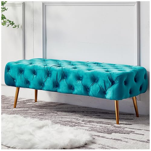 Ottomane Bank mit Knopftuft, Samt End of Bed Bench, Ottomane Bank mit goldenen Beinen, Fensterbank für Wohnzimmer, Schlafzimmer, Eingangsbereich,Blue 2,80cm/31.5in Ottomane Bank mit Knopftuft, Samt End of Bed Bench, Ottomane Bank mit goldenen Beinen, Fensterbank für Wohnzimmer, Schlafzimmer, Eingangsbereich,Blue 2,80cm/31.5in von Generisch