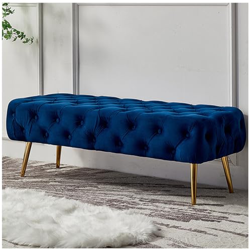 Ottomane Bank mit Knopftuft, Samt End of Bed Bench, Ottomane Bank mit goldenen Beinen, Fensterbank für Wohnzimmer, Schlafzimmer, Eingangsbereich,Blue 2,80cm/31.5in Ottomane Bank mit Knopftuft, Samt End of Bed Bench, Ottomane Bank mit goldenen Beinen, Fensterbank für Wohnzimmer, Schlafzimmer, Eingangsbereich,Blue 2,80cm/31.5in von Generisch