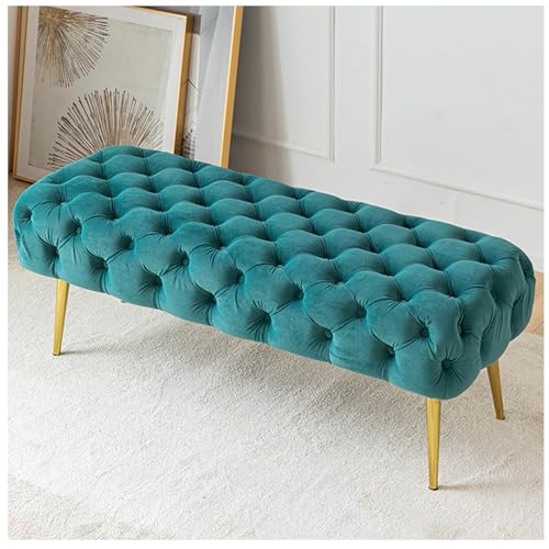 Ottomane Bank mit Knopftuft, Samt End of Bed Bench, Ottomane Bank mit goldenen Beinen, Fensterbank für Wohnzimmer, Schlafzimmer, Eingangsbereich,Blue 2,80cm/31.5in Ottomane Bank mit Knopftuft, Samt End of Bed Bench, Ottomane Bank mit goldenen Beinen, Fensterbank für Wohnzimmer, Schlafzimmer, Eingangsbereich,Blue 2,80cm/31.5in von Generisch