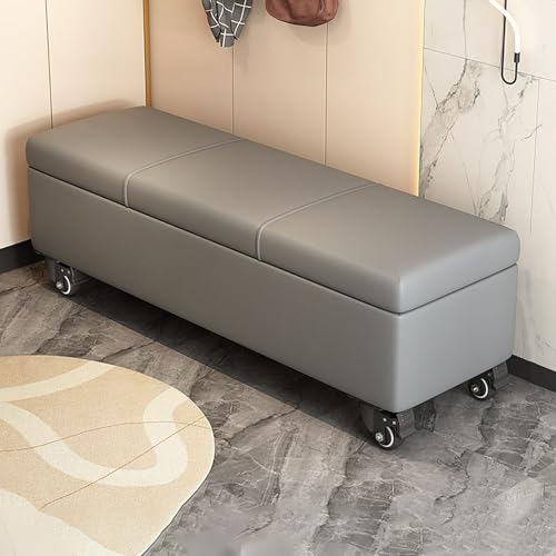 Ottomane Bank mit Rollen, 119,4 cm gepolsterter Aufbewahrungssitz, Leder-Ottomane für Eingangsbereich, Wohnzimmer, Bettende – Stilvoller Banco Zapatero mit Sitzgelegenheit & Stauraum Ottomane Bank mit Rollen, 119,4 cm gepolsterter Aufbewahrungssitz, Leder-Ottomane für Eingangsbereich, Wohnzimmer, Bettende – Stilvoller Banco Zapatero mit Sitzgelegenheit & Stauraum von Generisch