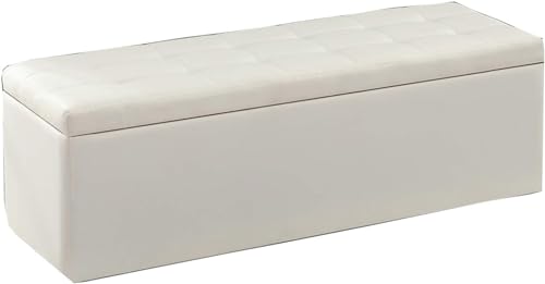 Ottomane Fußhocker mit PU-Kissen, hohe Tragfähigkeit bis zu 120 kg, ideal für Wohn- und Schlafzimmer-Aufbewahrung von Generisch