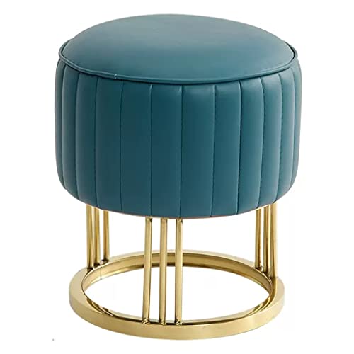 Ottomane Fußstütze - Runder gepolsterter Fußhocker mit goldenen Metallbeinen für Wohnzimmer, Schlafzimmer und Schminktisch Ottomane Fußstütze - Runder gepolsterter Fußhocker mit goldenen Metallbeinen für Wohnzimmer, Schlafzimmer und Schminktisch von Generisch