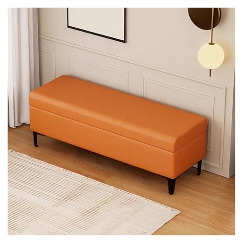 Ottomane aus Kunstleder mit Stauraum, vielseitiger Klapp-Pouf für Schlafzimmer, Wohnzimmer und Eingangsbereich, rechteckig, 80 cm, platzsparend, Orange Ottomane aus Kunstleder mit Stauraum, vielseitiger Klapp-Pouf für Schlafzimmer, Wohnzimmer und Eingangsbereich, rechteckig, 80 cm, platzsparend, Orange von Generisch