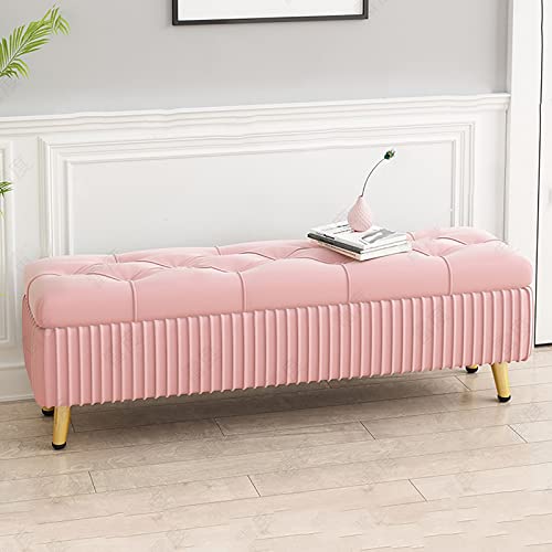 Ottomane aus Samt mit Stauraum, Schlafzimmer-Aufbewahrungstruhe mit Fußstütze, rechteckiger Pouf mit verstecktem Fach, stilvolle Sofa-Ende des Betts, Möbel, multifunktionale Heimdekoration von Generisch