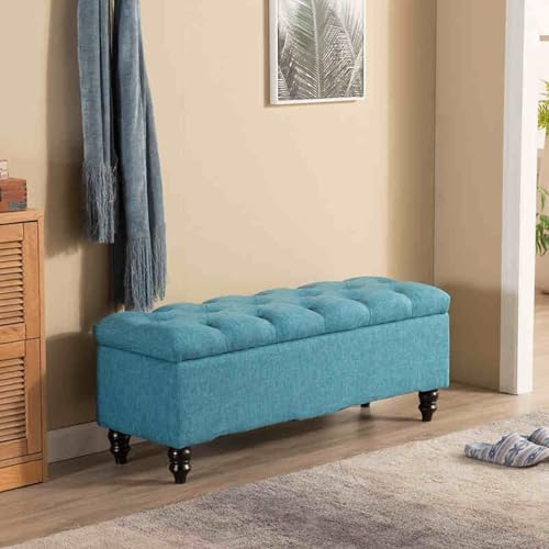 Ottomane aus türkisfarbenem Samt, eleganter rechteckiger Sitzhocker für Schlafzimmer, Eingangsbereich, Wohnzimmer – funktionaler Containersitz mit stilvollem Design von Generisch