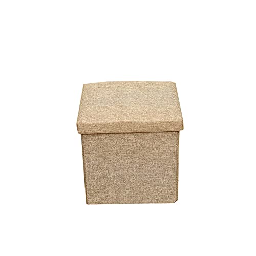 Ottomane mit Stauraum, 30 x 30 x 30 cm, kleiner Fußhocker für Wohnzimmer, Wohnheim oder Büro, Leinenstoff, Pouf mit abnehmbarem Deckel, tragbare Fußstütze für Couch oder Schreibtisch, von Generisch